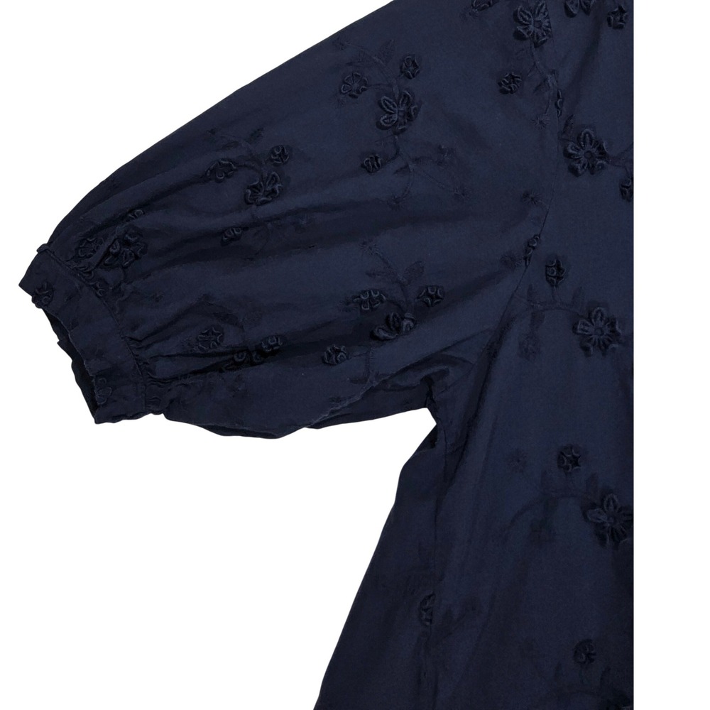 Laura Ashley Blouse 2X Floral Embroidery Eyelet 3D Cottagecore Balloon Sleeve - Picture 6 of 8